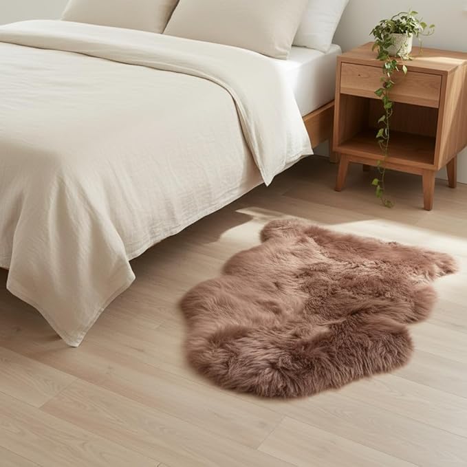 Super Area Rugs Buff Tan Sheepskin Rug Genuine Single 2x3ft Pelt Fluffy Fur - Image 3