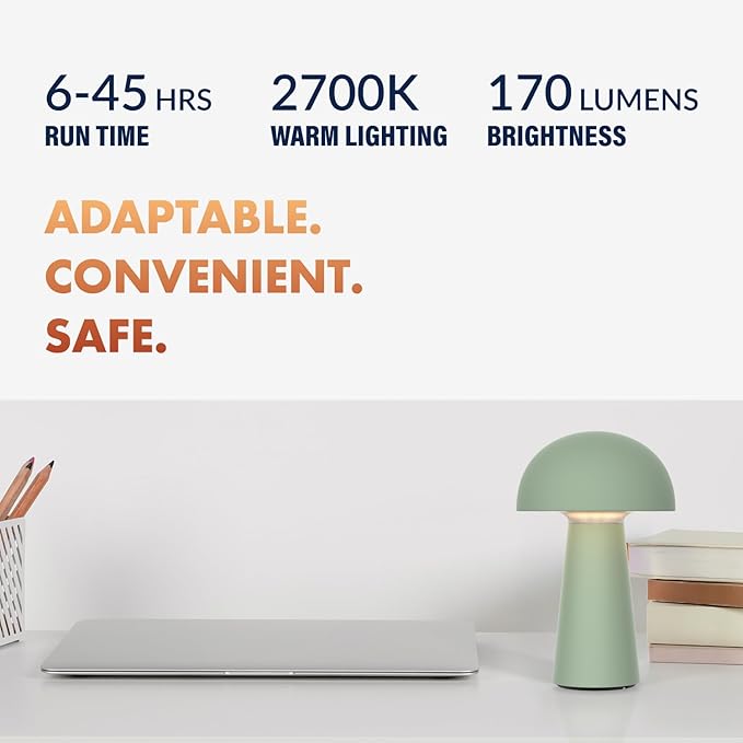 ‎Newhouse Lighting Capri, Sage Green 2700K Dimmable Cordless USB-C Rechargeable - Image 4