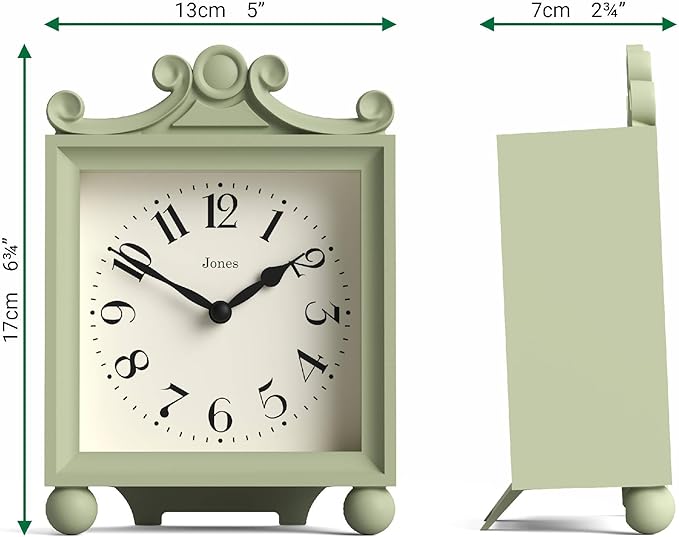 JONES CLOCKS® Parlour Mantel Clock | Classic Carriage Clock | Sage Green | - Image 4