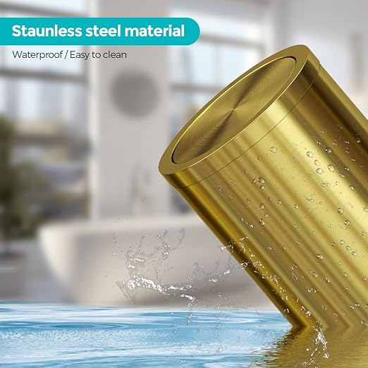 4.7 Gallon/18L Stainless Steel Bathroom Trash Can, Elegant Waste Basket - Image 3