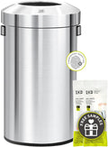 EKO 16-Gallon Round Stainless Steel Open Top Trash Can, Large Commercial Waste by EKO