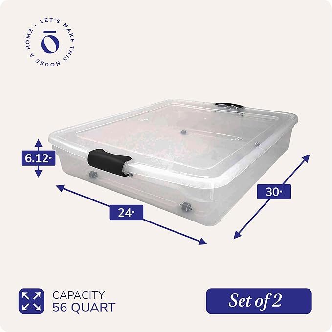 HOMZ 2-Pack Under Bed Storage, 56 Quart, and Towels - Image 4