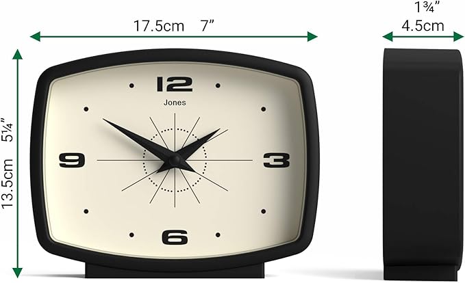 JONES CLOCKS® Film Desk Clock | Retro Rectangular Design | Black | Retro Design - Image 4