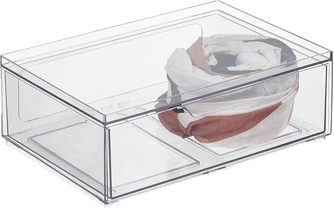 mDesign Plastic Wide Stackable Closet Storage Organizer Bin Containers - Image 8