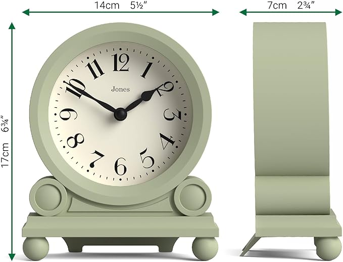 JONES CLOCKS® Maida Vale Mantel Clock | Small Traditional Desk Clock | Sage - Image 4
