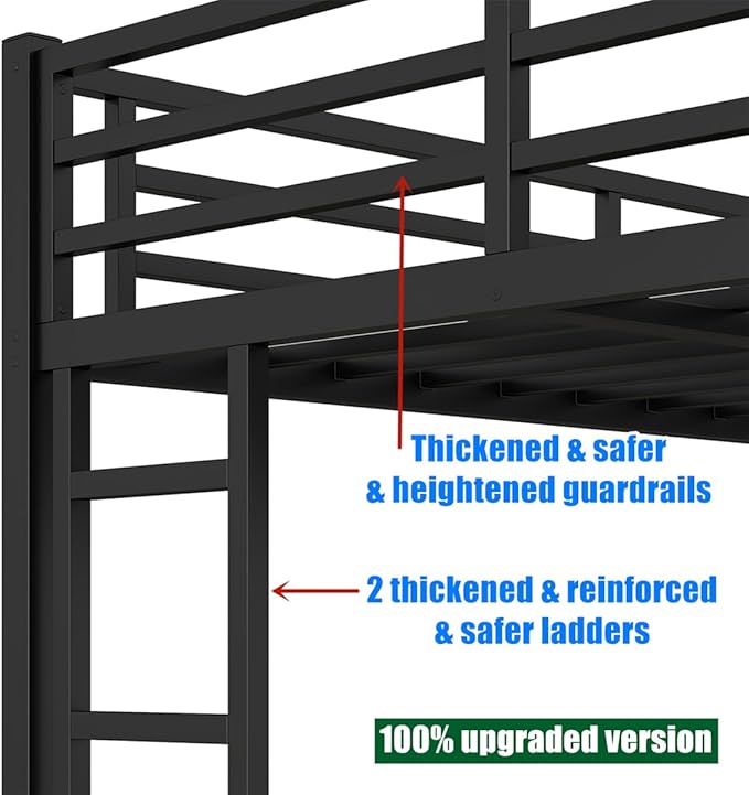 Upgraded & Stronger Heavy Duty Metal Twin Over Full Bunk Bed - Image 6