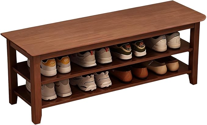 Shoe Rack Bench for Front Door Entrance, Solid Wood Shoe Bench for Closet by SOBIBO