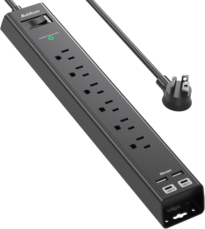 Flat Extension Cord, Addtam 5Ft Surge Protector Power Strip by Addtam
