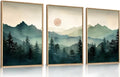 LHIUEM Large Boho Mountain Framed Wall Art Set, Abstract Nature Sunrise Artwork by LHIUEM