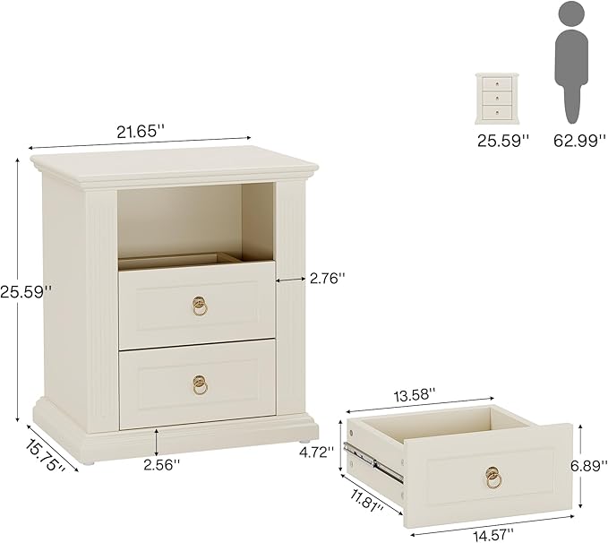 Tribesigns 3-Drawer Nightstand, Modern Bedside Table - Image 2