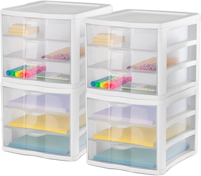 Sterilite Clearview Compact Stacking 3 Drawer Storage Organizer System - Image 8