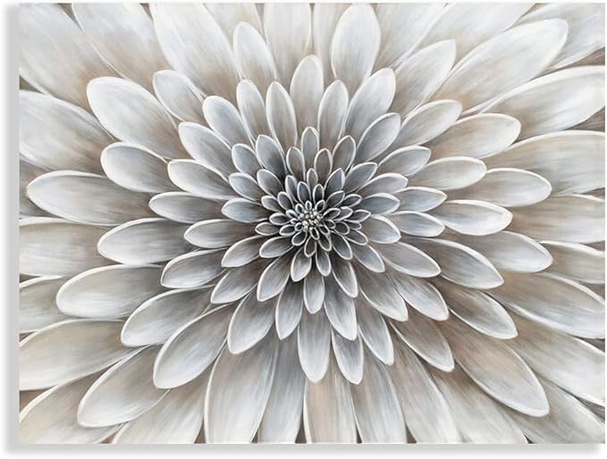 Floral Wall Art in Neutral White Color Modern Abstract Canvas Painting Large - Image 2