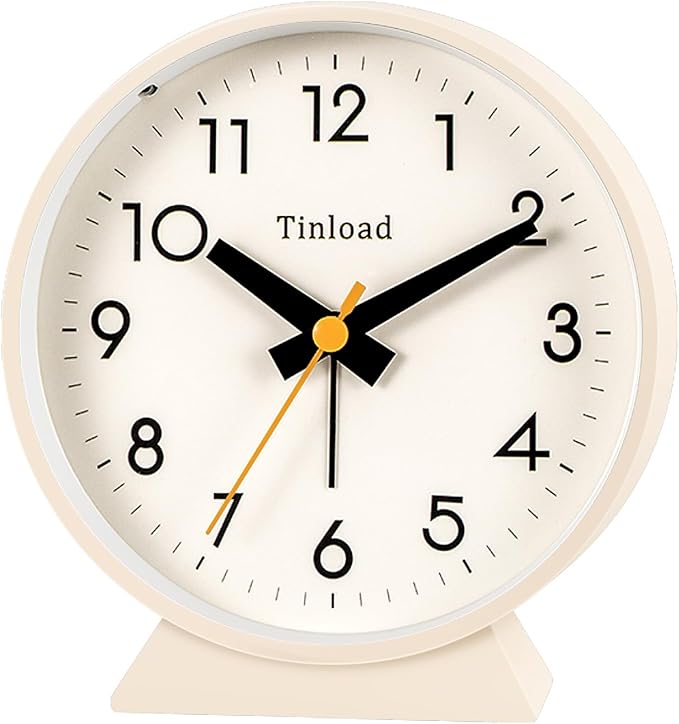4.5" Battery Operated Antique Retro Analog Alarm Clock, Small Silent Bedside by Tinload