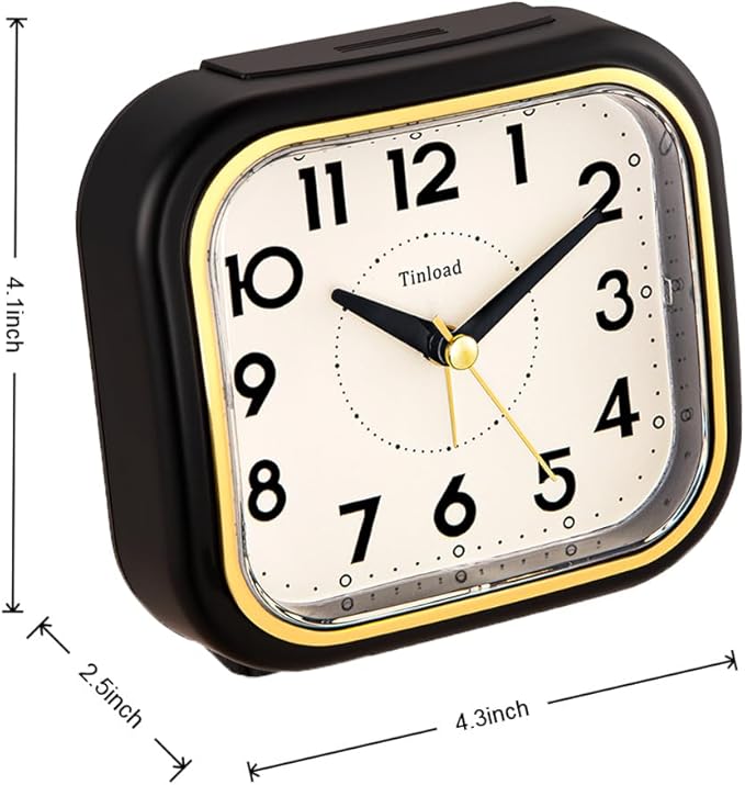 4.3" Retro Analog Alarm Clock • Silent Non Ticking • Gentle Wake • Beep Sounds - Image 4