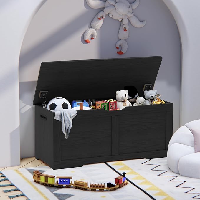 Timberer 39.4" Storage Chest, Wooden Storage Bench, Lift Top Toy Chest - Image 2