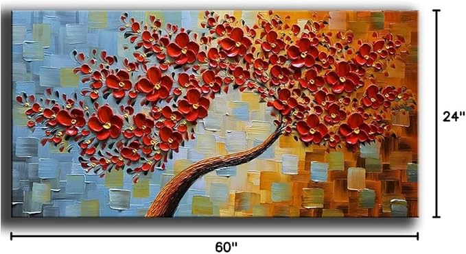 YaSheng Art - large size Red Flower Canvas Wall Art handpainted Contemporary - Image 8