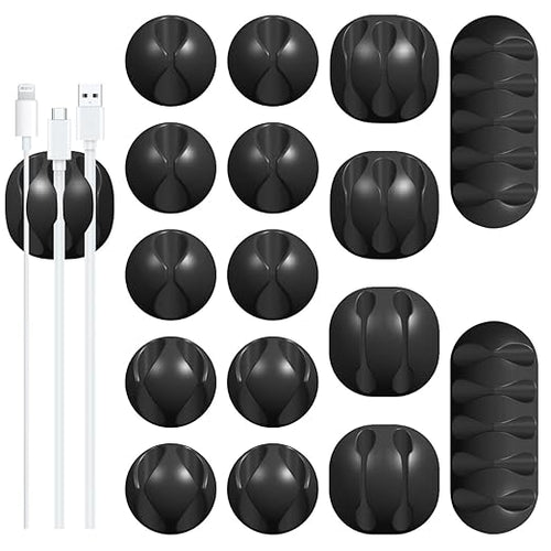 16Pack Black Desk Cable Management, Adjustable Cord Organizer Cable Clips by Unknown