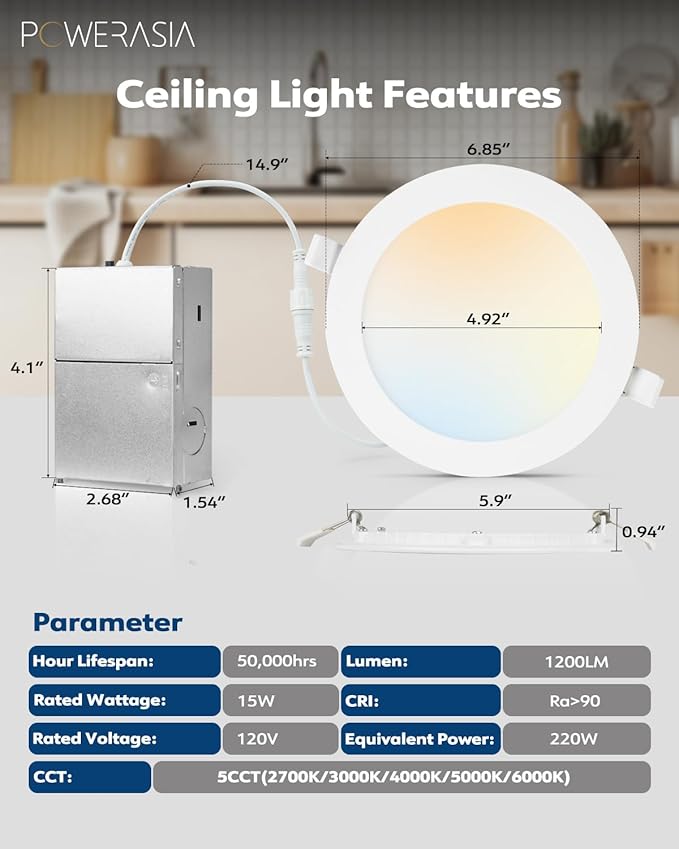 POWERASIA 24 Pack Recessed Lighting 6 Inch - Image 2