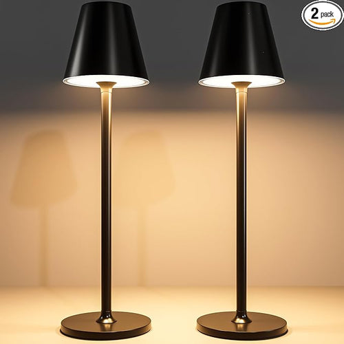 2 Pack LED CordlessTable Lamp, 4000mAh Rechargeable Battery Desk lamp, 3 Level by Timjorman