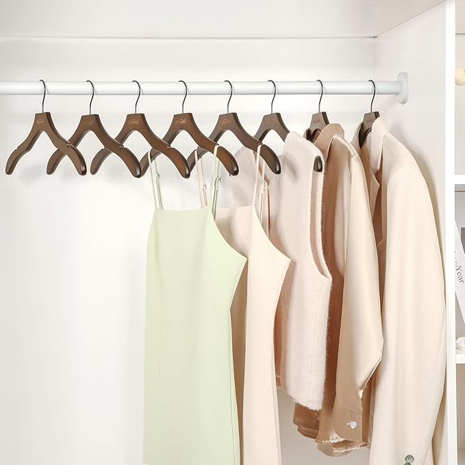TOPIA HANGER Wooden Coat Hangers 12 Pack, Premium Wood Suit Sweater No Shoulder - Image 5