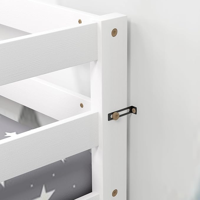 Giantex Bunk Bed Twin Over Twin White, Solid Wood Bunk Bed - Image 9
