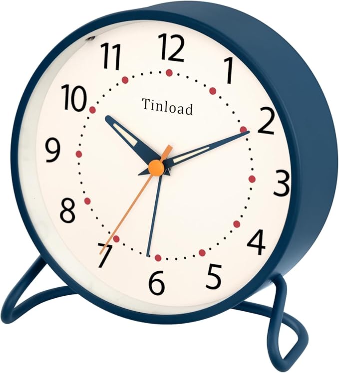 4.5" Antique Retro Analog Alarm Clock, Small Silent Desk Clock - Image 2