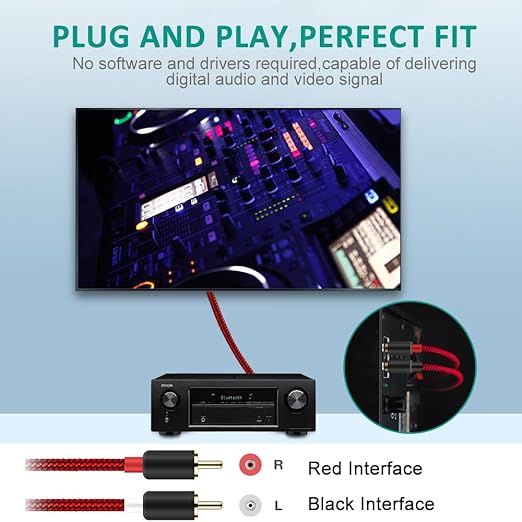 Goalfish RCA Cable, 10 FT 2-Male to 2-Male RCA Audio Cord Stereo Subwoofer - Image 6