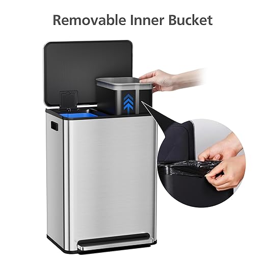 GarveeHome 60 L/16 gal Kitchen Trash Can, 2×8 gal Pedal Trash Bin - Image 5