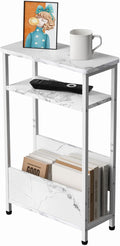THUMEYE 7.1" Narrow Side Table for Small Spaces, 3 Tier Small End Table by THUMEYE