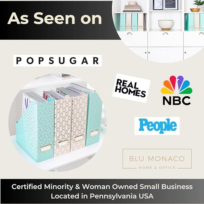 BLU MONACO | Set of 4 Foldable Pink & Aqua Magazine File Holders - Image 3