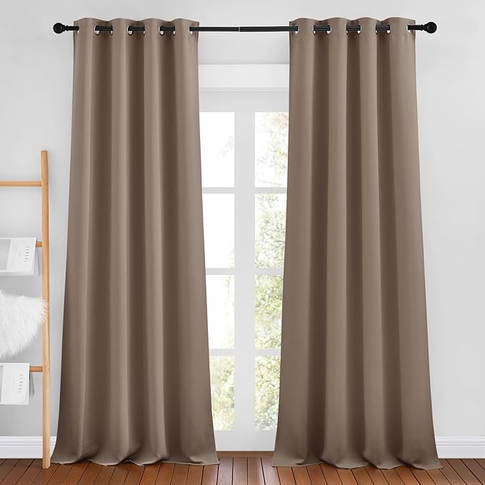 NICETOWN Cappuccino Blackout Bedroom Curtains 96 inches Long, Grommet Thermal by NICETOWN