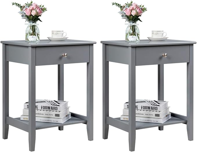 Giantex Nightstand Wooden 2-Tier Couch Sofa Side Table by Giantex