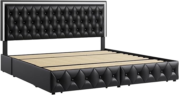 Keyluv Queen Upholstered LED Bed Frame - Image 8