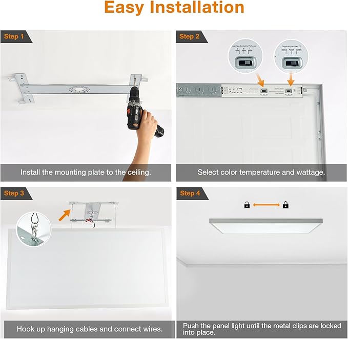 Mcacggo 4-Pack 2x4 FT LED Flat Panel Light Surface Mount 5000K-4000K-3000K - Image 7