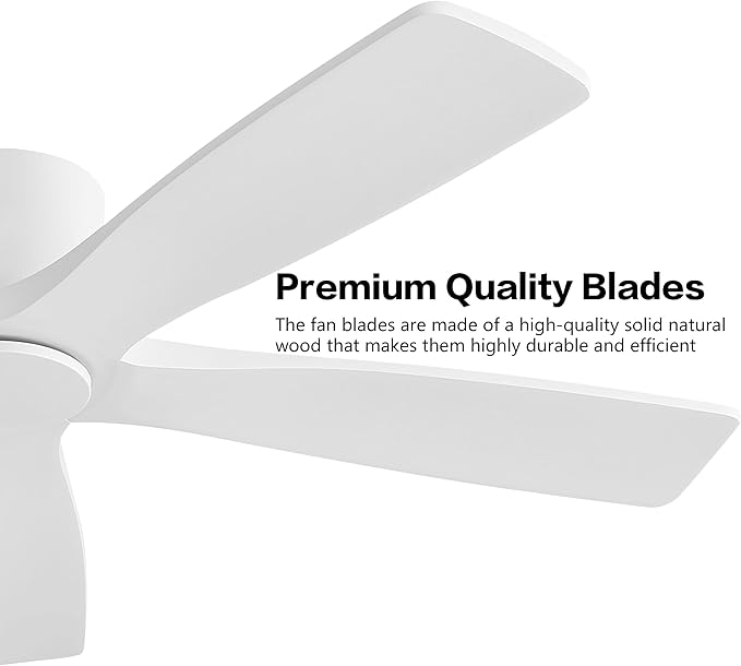 WINGBO 48" Flush Mount DC Ceiling Fans Without Lights, 5 Carved Solid Wood - Image 6