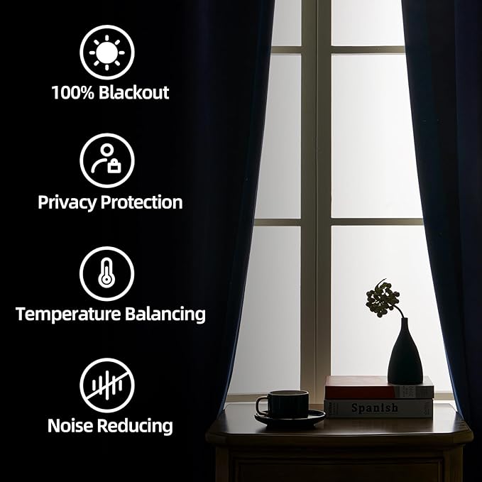 Joydeco Custom 100% Blackout Curtain 1 Panel, Soft Luxury Thermal Insulated - Image 3