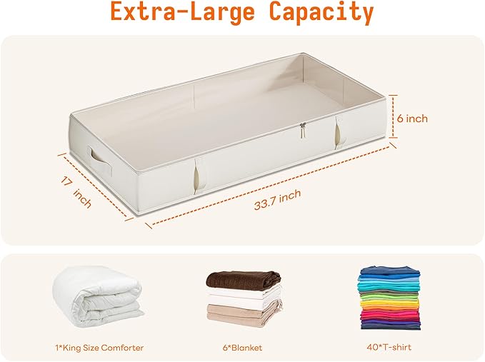 Vailando Under Bed Storage Containers, 6 Inches Tall 60L Underbed Storage Bins - Image 3