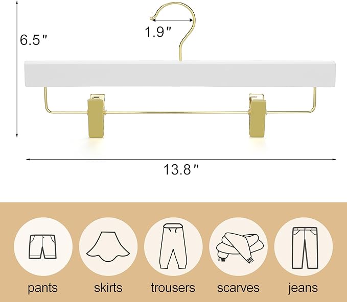 TOPIA HANGER White Wooden Pants Hangers - Image 2