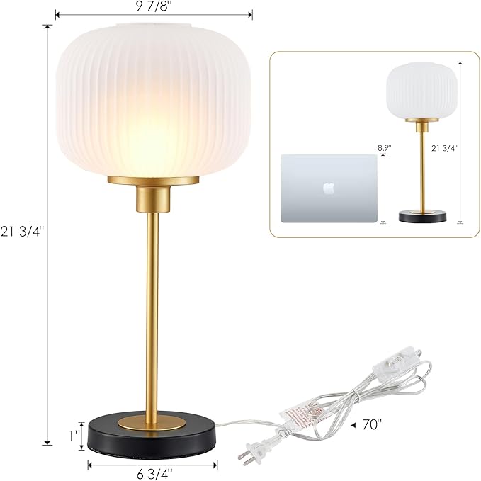 Industrial Table Lamps with Unique Glass Shade, Vintage Bedside Lamps - Image 4