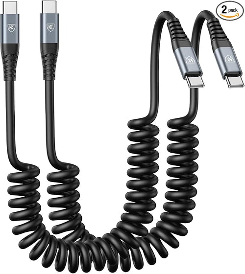 2Pack Coiled USB C to USB C Charger Cable by KIYODA