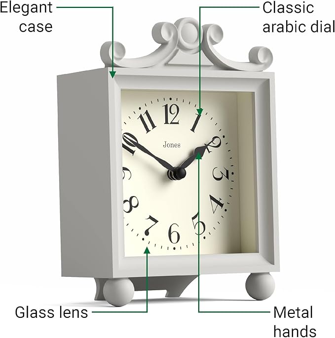 JONES CLOCKS® Parlour Mantel Clock | Classic Carriage Clock | Pale Gray | - Image 6