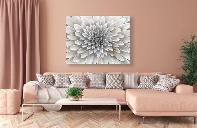 Floral Wall Art in Neutral White Color Modern Abstract Canvas Painting Large - Image 5