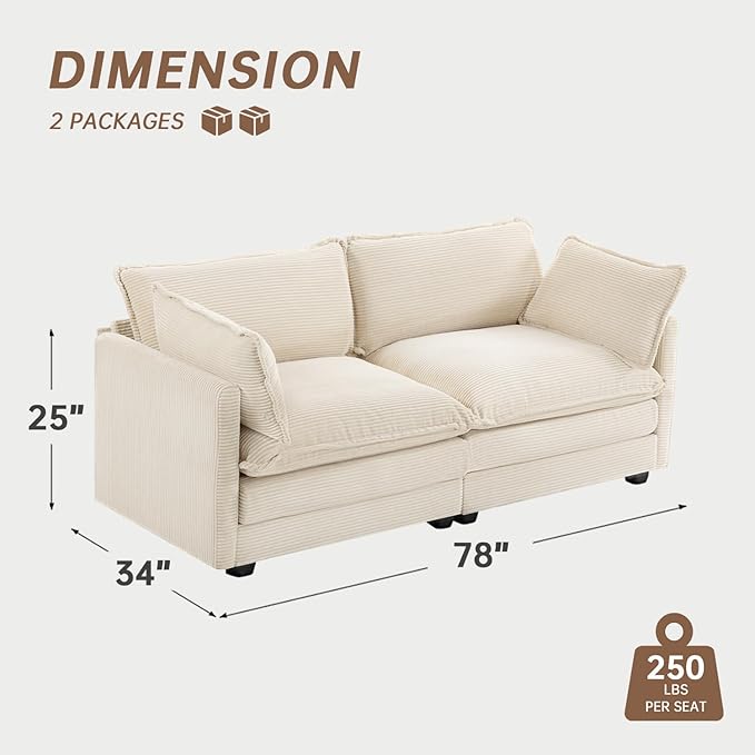 ROWHY 78'' Sectional 2 Seat Cloud Loveseat - Image 2