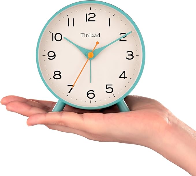 4.5" Antique Retro Analog Alarm Clock, Small Silent Bedside Desk Clock - Image 2