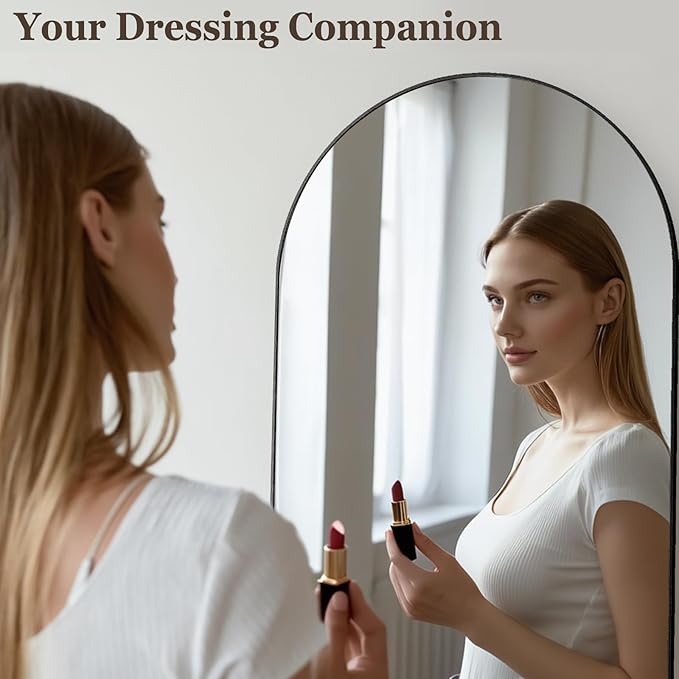 HARRITPURE 64"x21" Arched Full Length Mirror Free Standing Leaning Wall-Mounted - Image 4