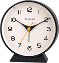 4.5" Battery Operated Retro Analog Alarm Clock, Small Silent Bedside Desk Clock by Tinload
