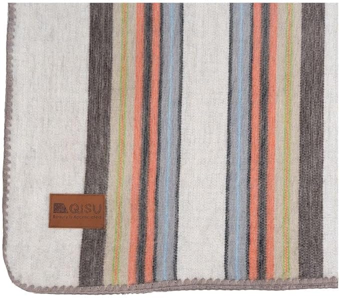 QISU Alpaca Wool Blanket Throw | Large, Variegated | 85 x 65 inches | Ultra-Soft by QISU