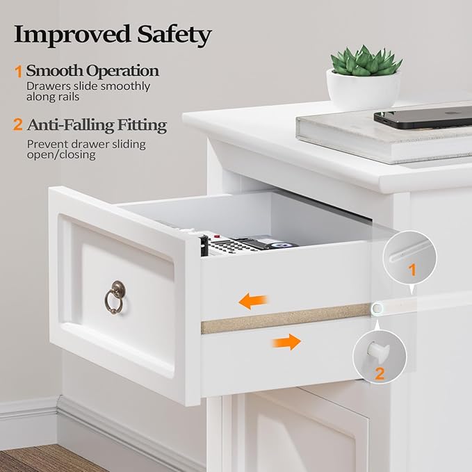 Bonnlo White Nightstands Set of 2, Tool-Free Setup Nightstand, 2 Drawer Night - Image 6