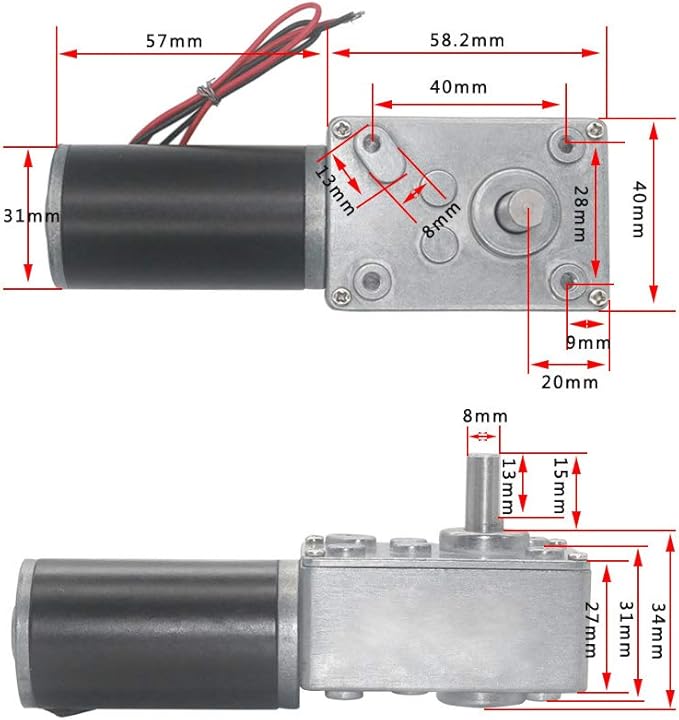 Reversible Gear Motor, 24V 8mm Shaft Gear Motor High Torsion Speed Reduce - Image 4
