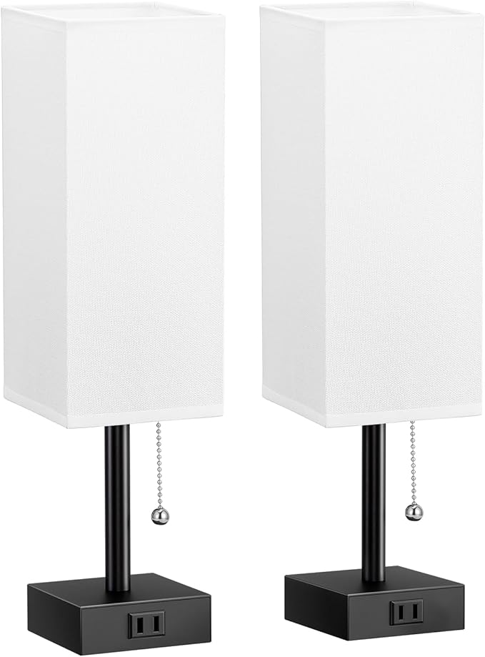 White Bedside Lamps for Bedroom Set of 2 - Image 9